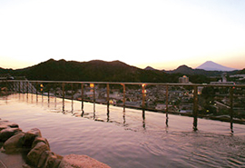 富士山をわがもの顔の ニュー八景園の写真